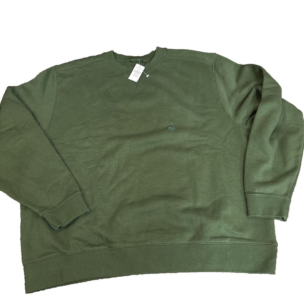NEW NWT LL Bean Sweater Mens XXL Green Cotton Knit Crew Neck Long Sleeve